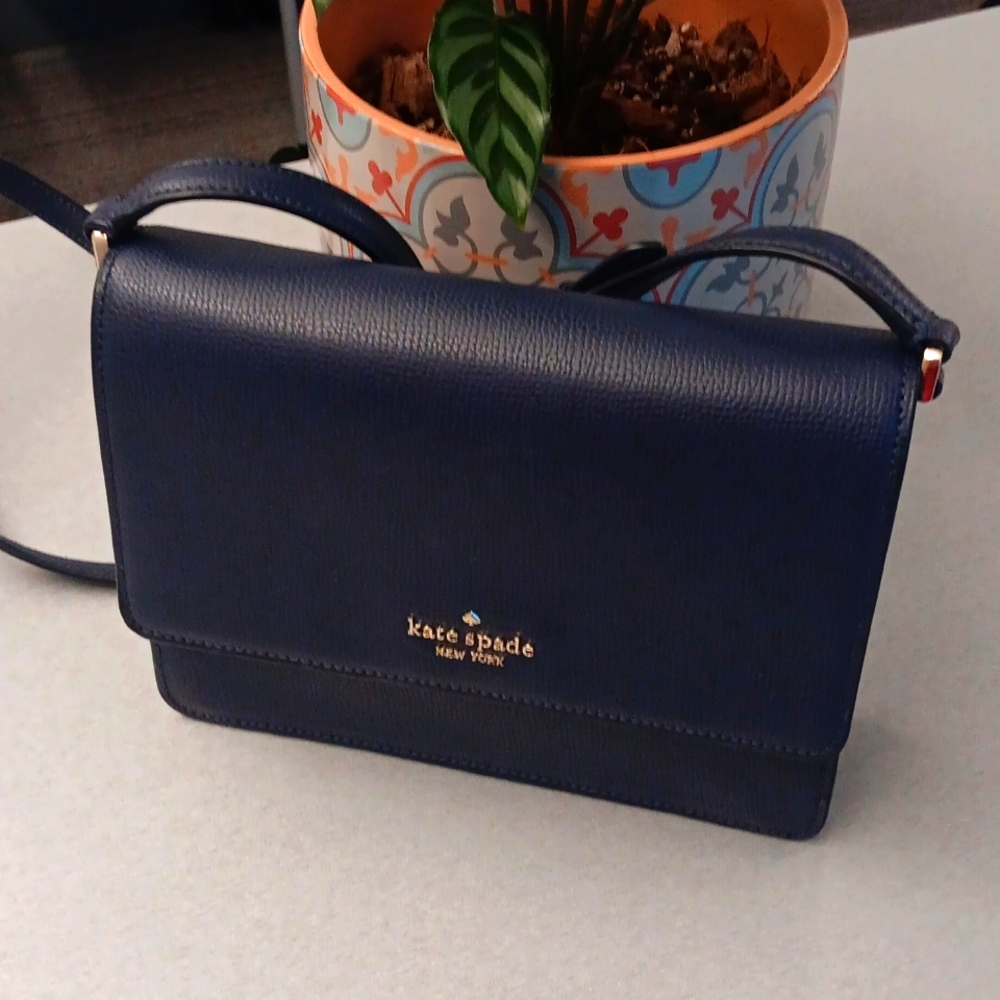 Vtg Kate Spade Navy blue crossbody purse